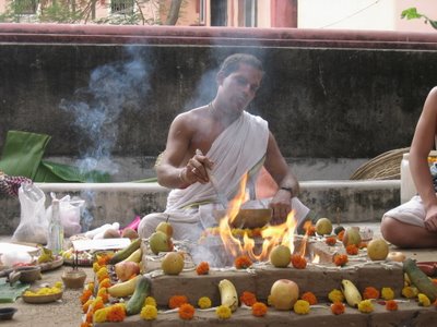 Fire Yajna at the Goshalla